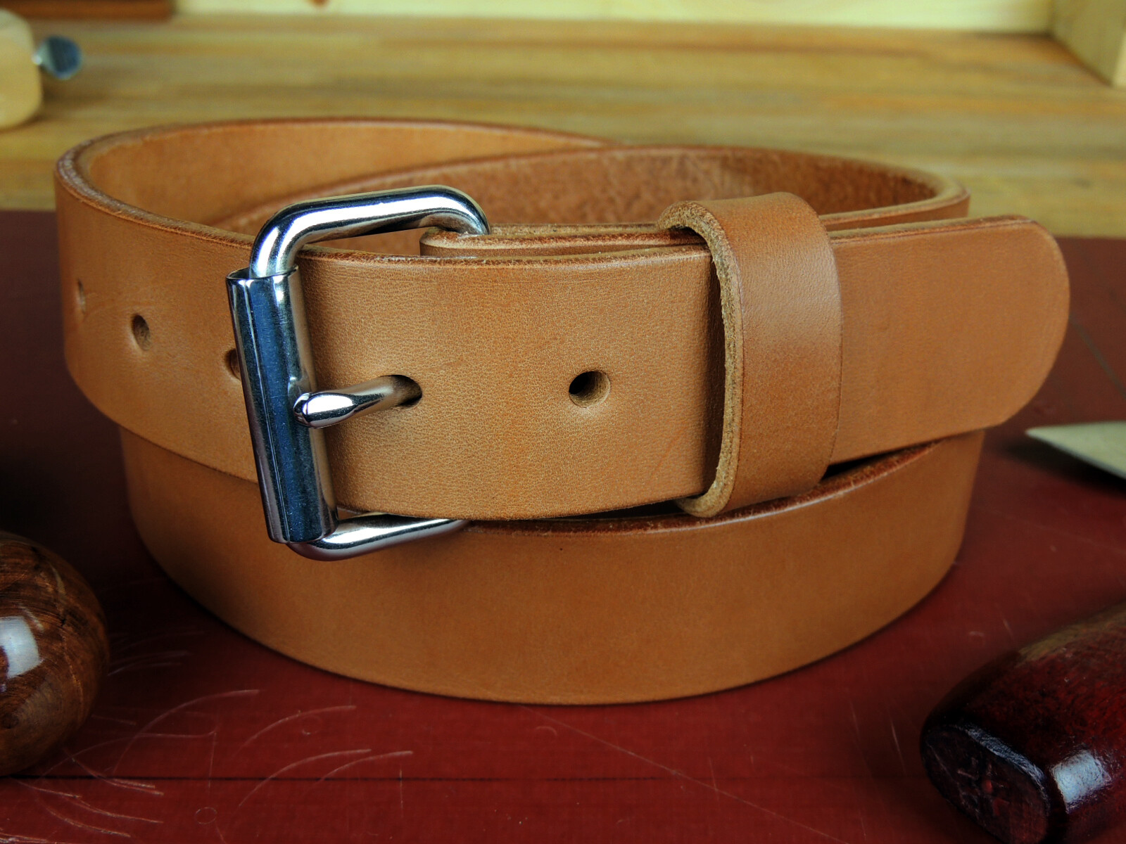 Men’s 1 1/2″_Heavy Duty Leather Gun Holster CCW Work Belt_Amish Handmade_1.5″