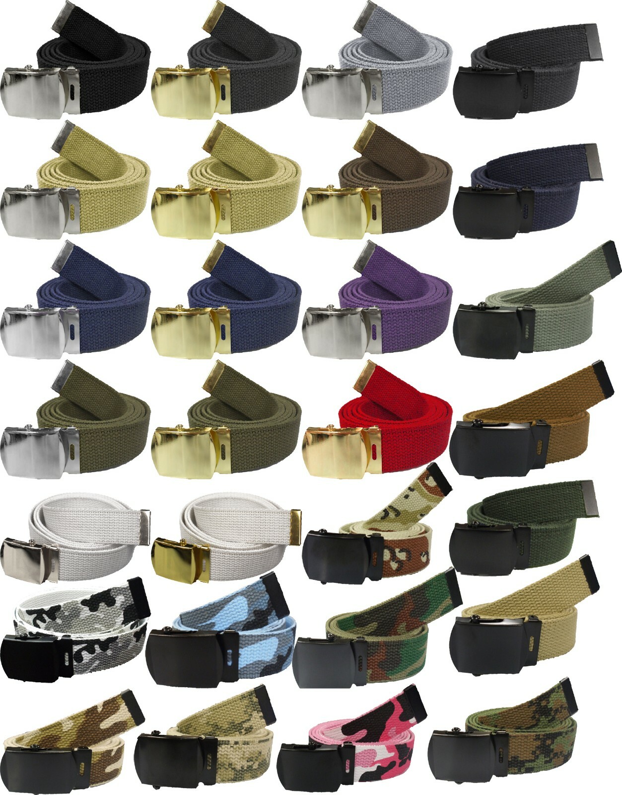 Military Web Belt Cotton Canvas Adjustable Camo Army Tactical Skater Webbed