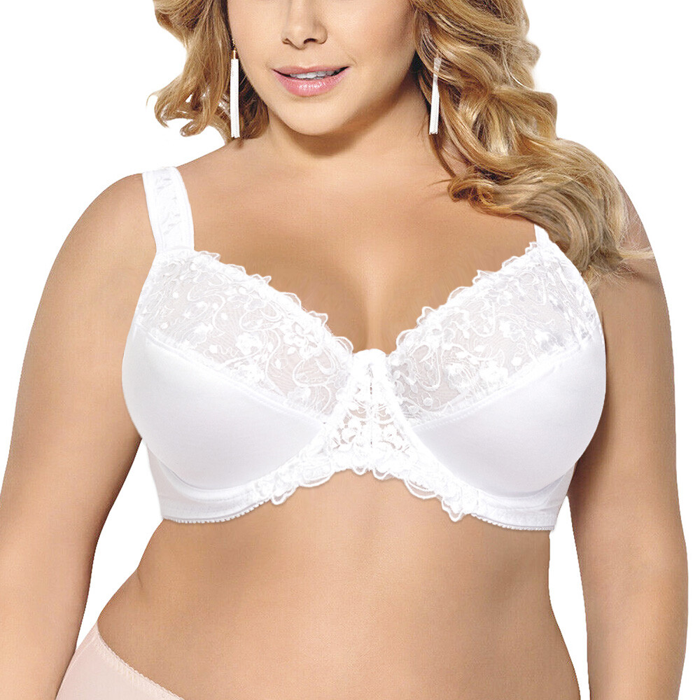 Women’s Sexy Lace Embroidered Bras Full Coverage Unlined Underwire Plus Size Bra