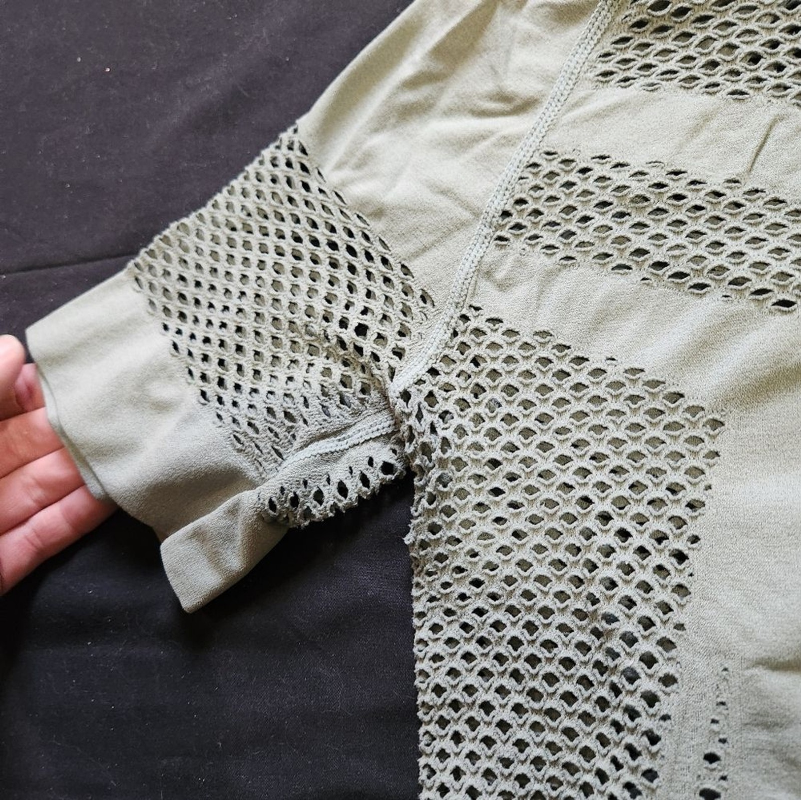 Varley Olive Mesh Short Sleeve Tee Size S