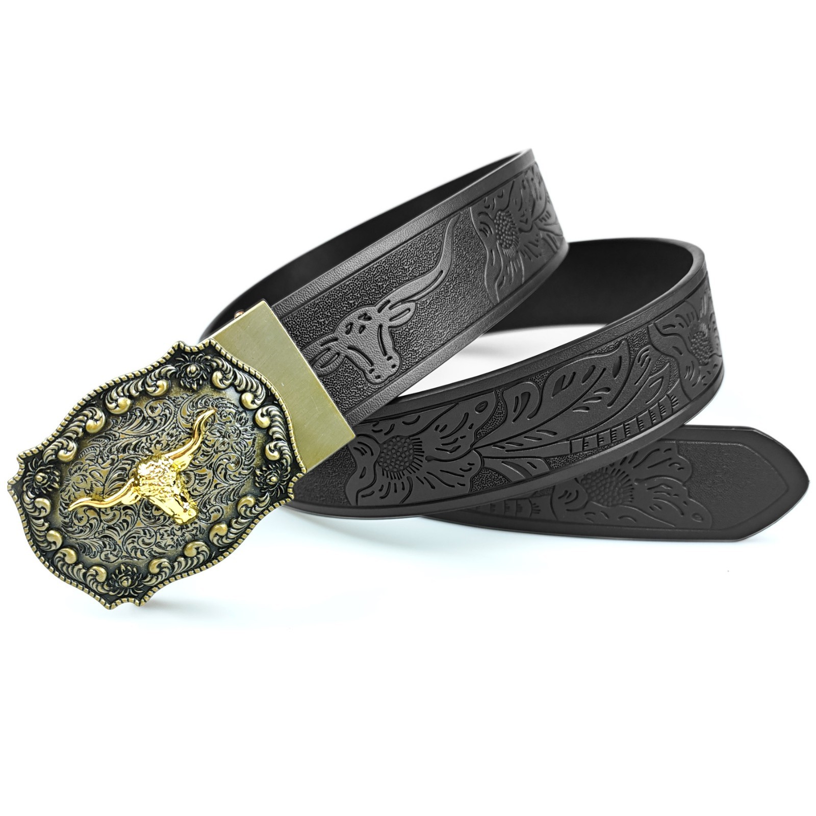 Western Belt Handmade Strap Men Full Grain Leather Automatic Cowboy Rodeo Belt