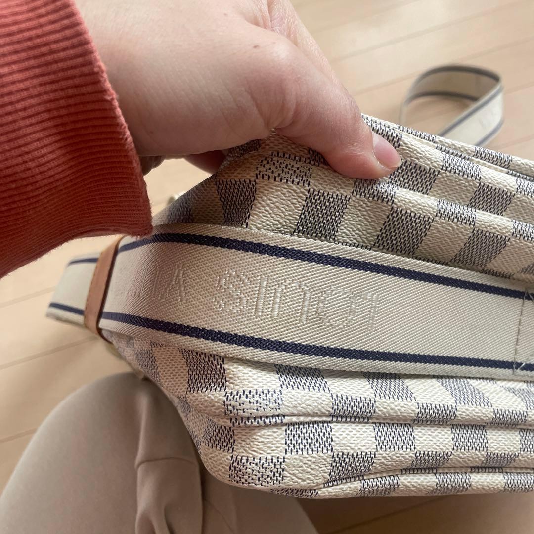 Auth LOUIS VUITTON Damier Azur Naviglio Shoulder Bag Used