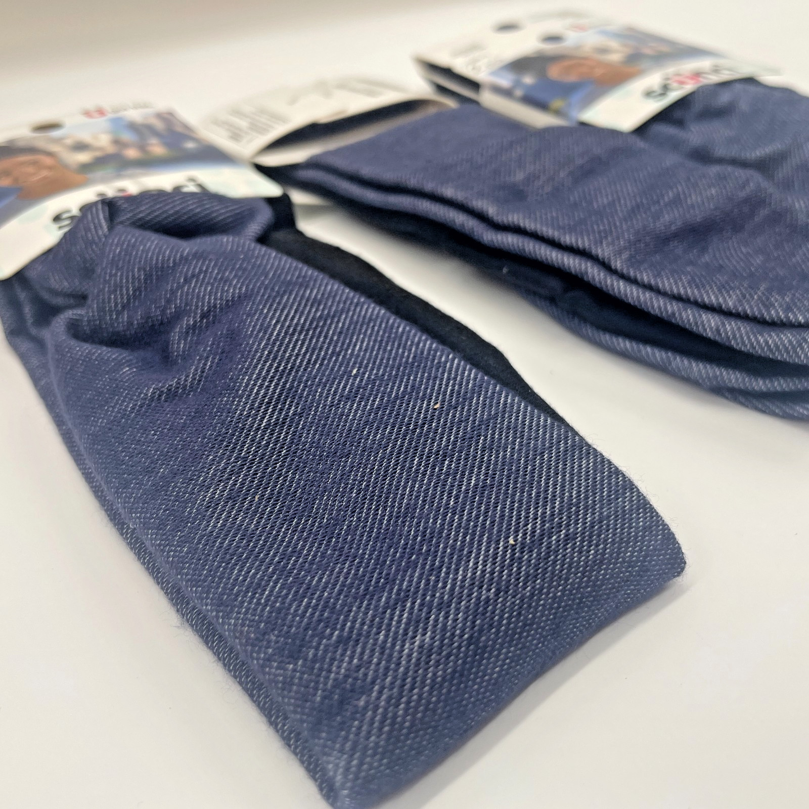 Lot of 3 Scunci Reversible Wide Headwrap Blue/Black NEW 2 Pack Women Headband