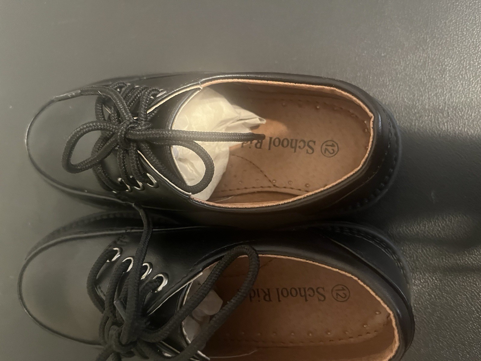 School Rld Men’s Black Lace-Up Dress Oxford Shoes Round Toe Solid Size 12