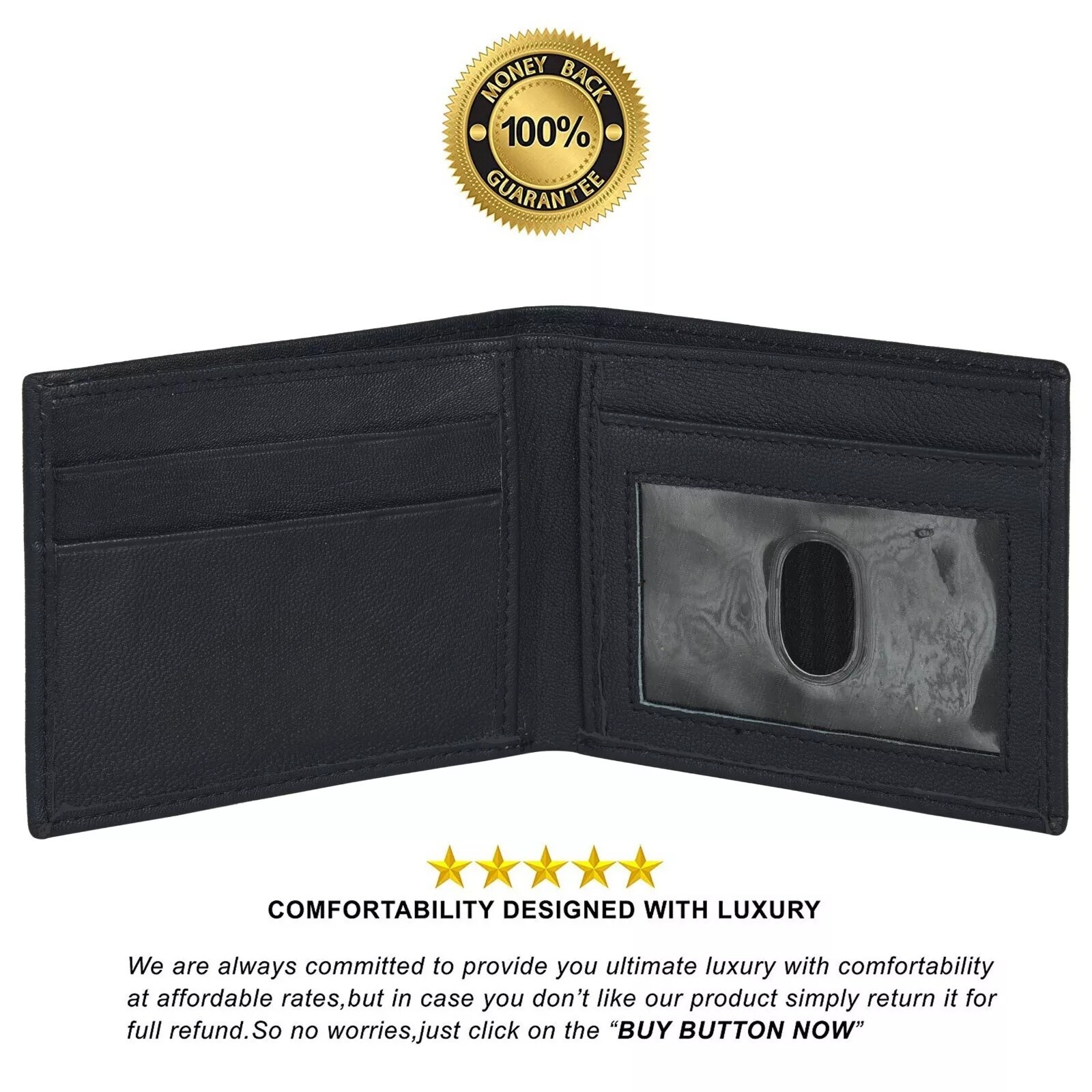 Genuine Leather Minimalist Bifold Wallets For Men RFID Blocking Slim Mens Wallet