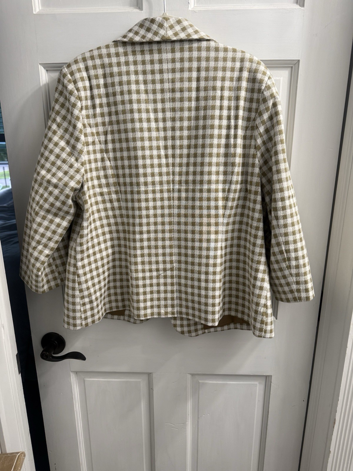 Isaac Mizrahi Live! Women’s Beige/White Check Plaid Blazer Jacket 16