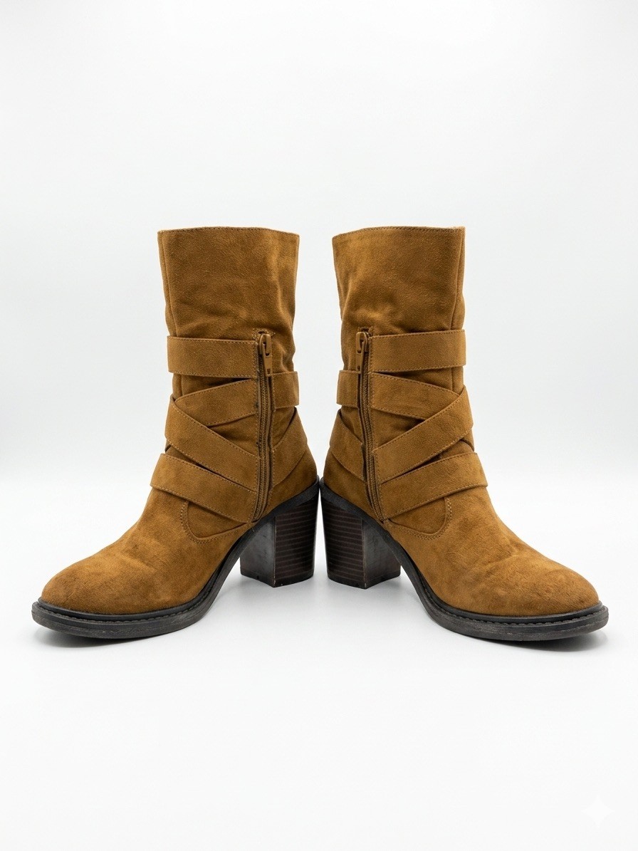 Women’s Mid-Calf Slouch Moto Fashion Boots – Size 7.5