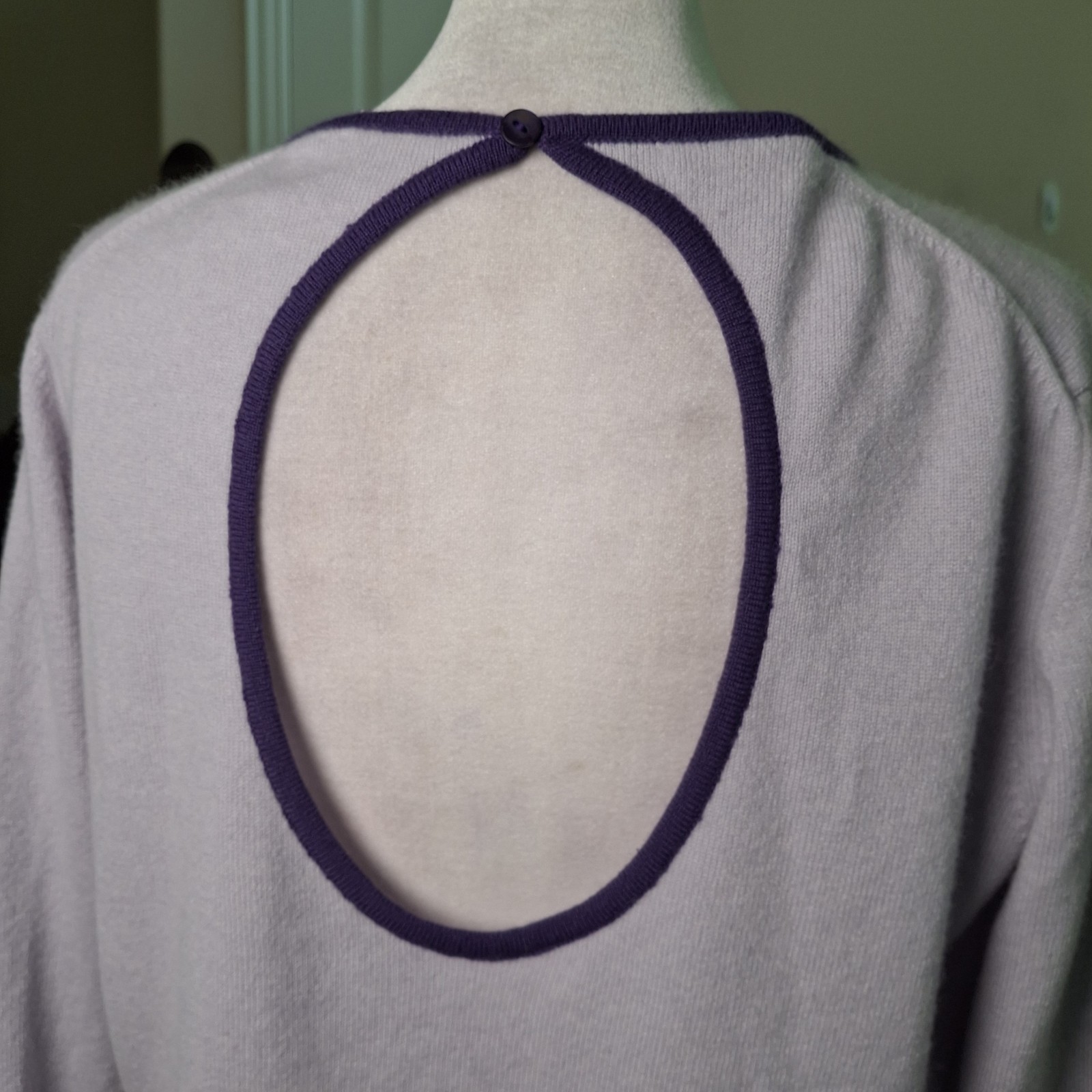 Robert Talbott 100% Cashmere Sweater Purple Women XL Open Back Preppy Old Money