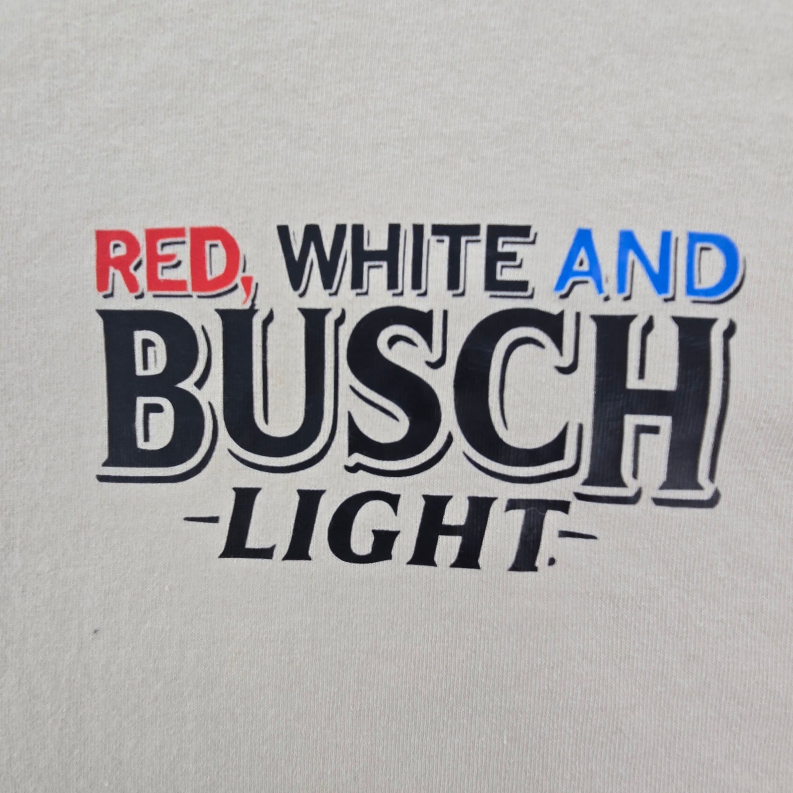 Busch Light Beer T-Shirt Mens 3XL Tan Red White and Busch Patriotic USA America