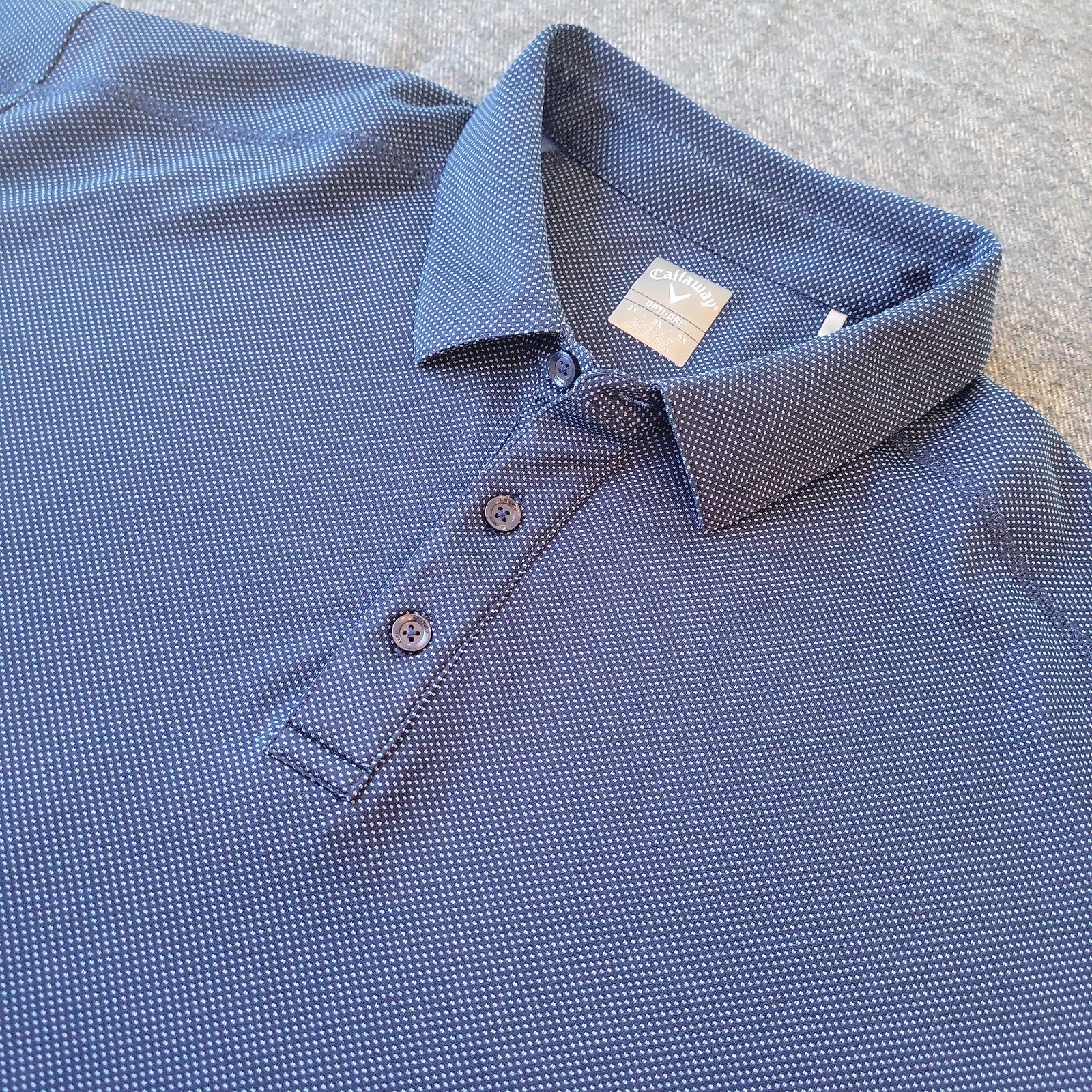 Callaway Polo Shirt Men’s 3X Opti Dri Blue Dotted Performance Golf Stretch Big