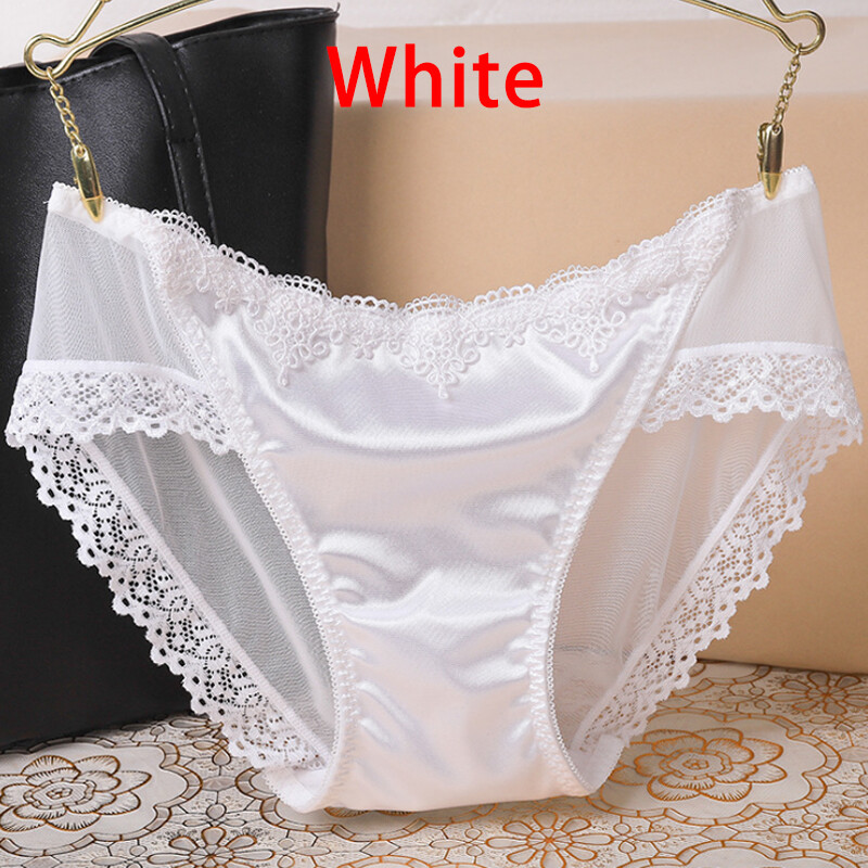 2 Pairs Ladies Sexy Underwear Silk Satin Seamless Lace Briefs Knickers Panties