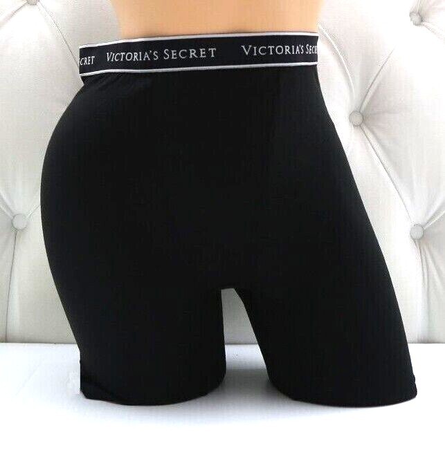 Victoria’s Secret Logo Cotton/Modal Boxer Brief Panty Black M L NEW