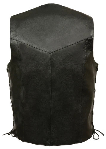 MEN’S RIDERS CLASSIC PLAIN BIKER VEST Police Vest WITH SNAP BUTTONS SIDE LACE SL