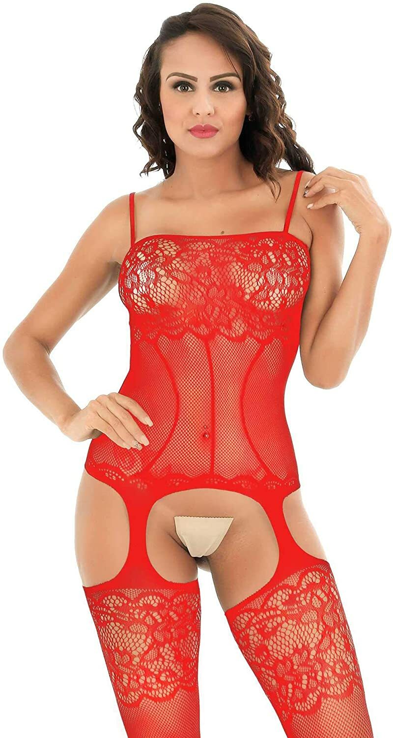 Sexy Women Fishnet Bodysuit Crotchles Panties Thong G-string Lingerie Underwear
