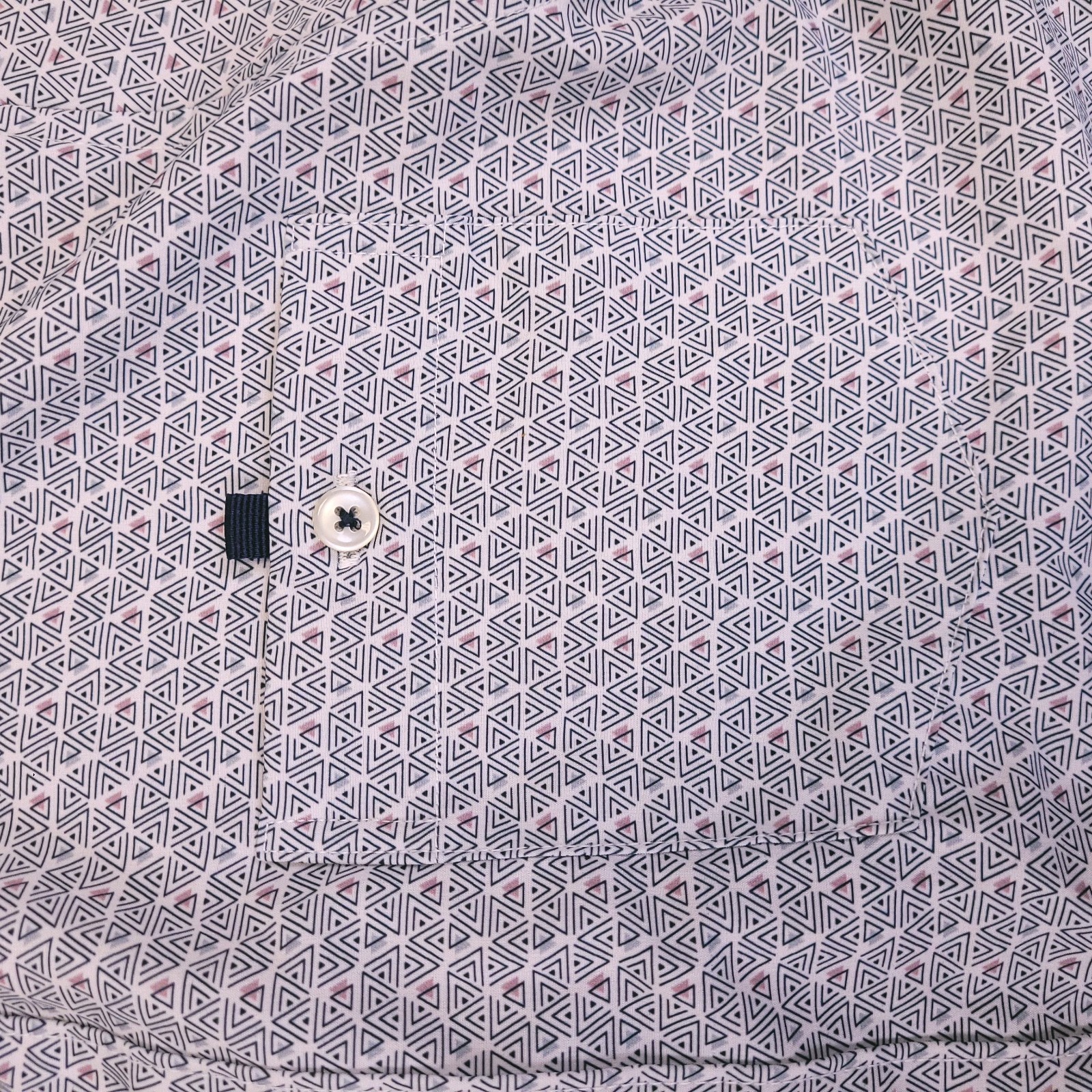 7d 7 Diamonds Shirt Men Small Button Up Geometric 4 Way Stretch Trim Contrast
