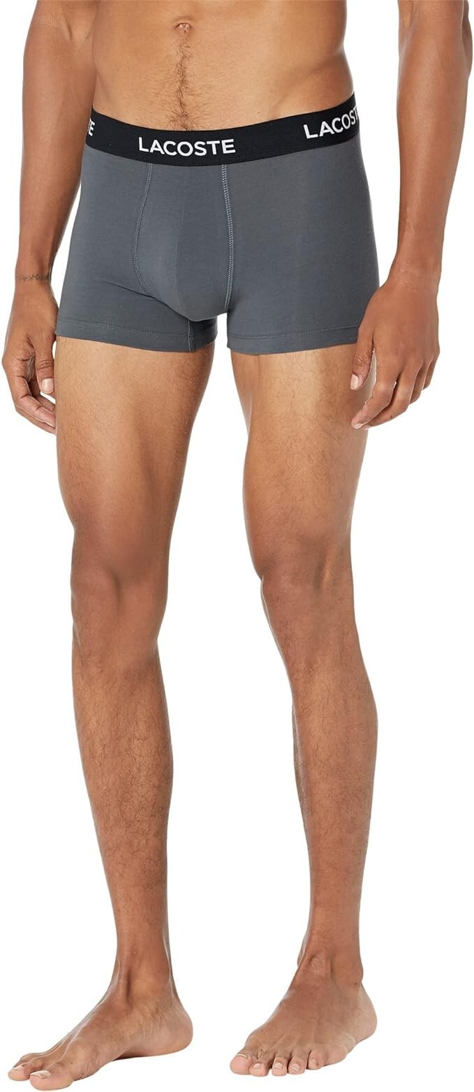 LACOSTE 5H5203 GREY REGULAR FIT 5-PACK MENS BOXER SIZE MEDIUM