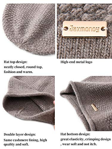 Slouchy Beanies for Women Winter Soft Warm Cashmere Hat Skull Cap Medium Brown