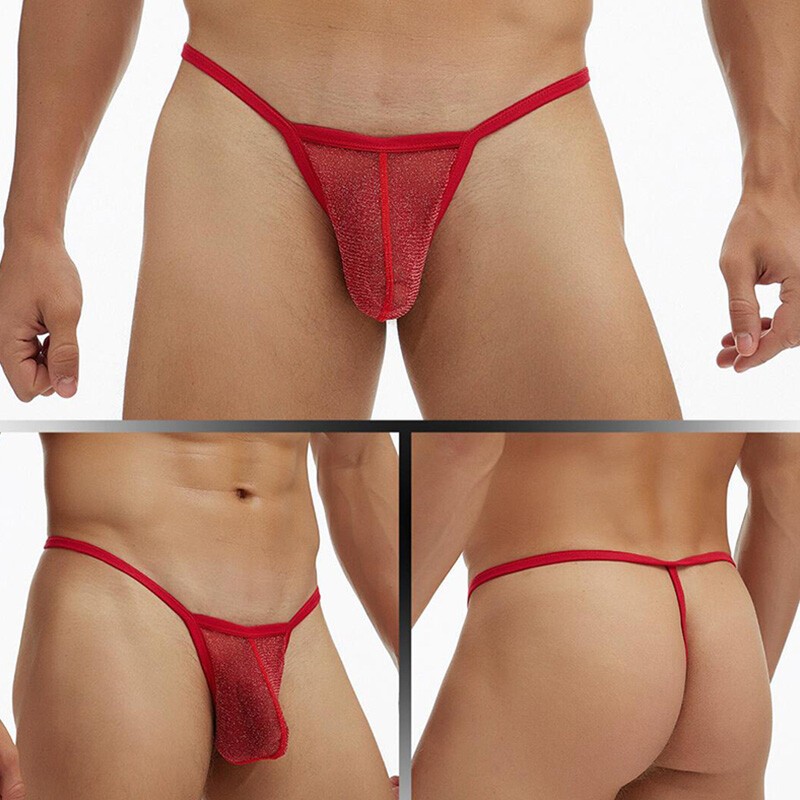 Mens Mesh See-through Pouch G-string Briefs Underwear T-back Thong V-string✔