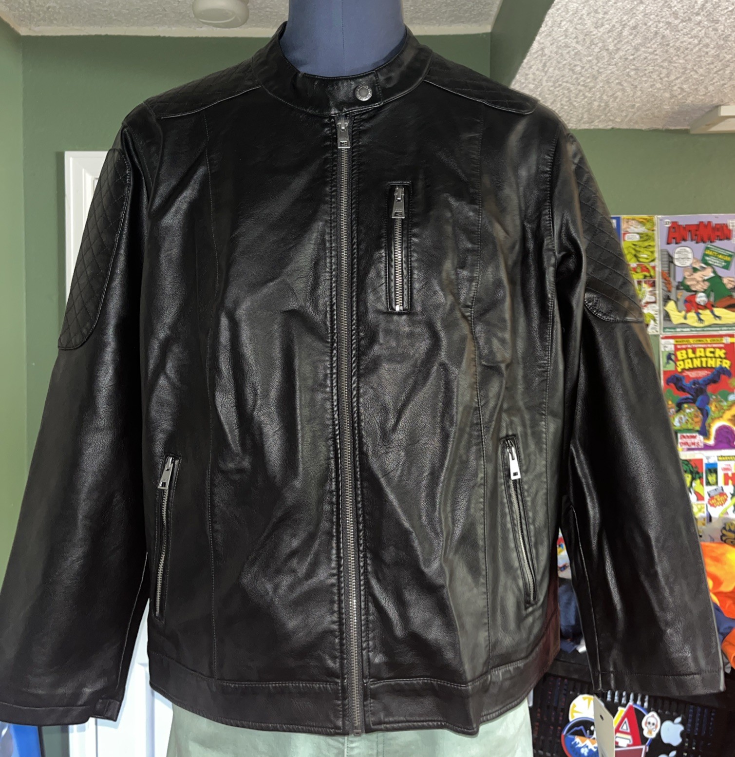 New Levi’s Black Faux Leather Womens Jacket 3X; 2022 Motocross Racer Style