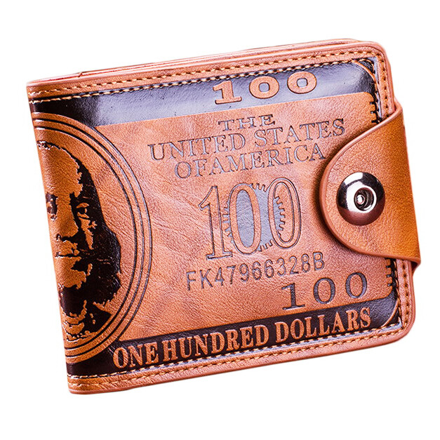 Men US $100 Dollar Bill Novelty Leather Bifold Wallet Card Holder Best Xmas Gift