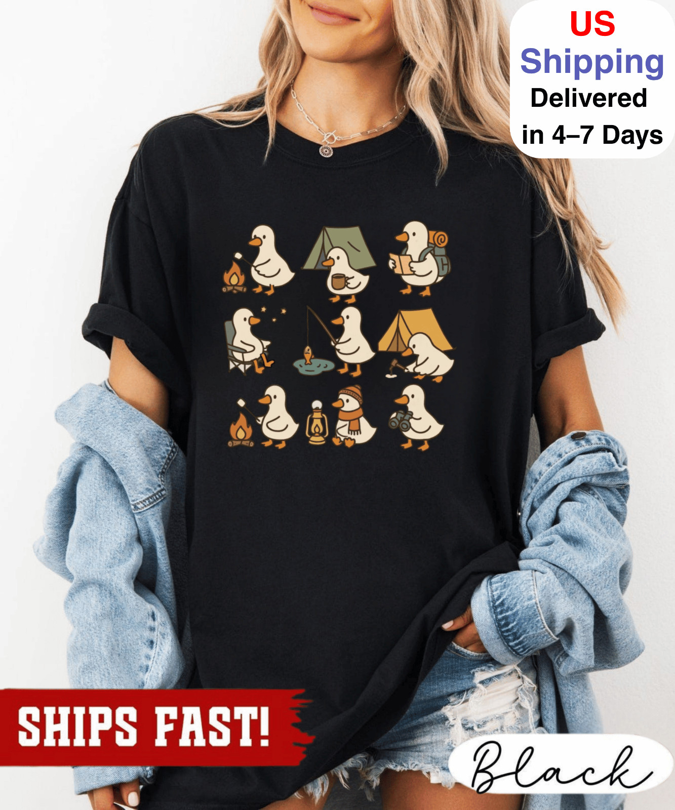 Cute Goose Camping Shirt, Funny Outdoor Adventure Tee, Cozy Camper Shirt, Hiking