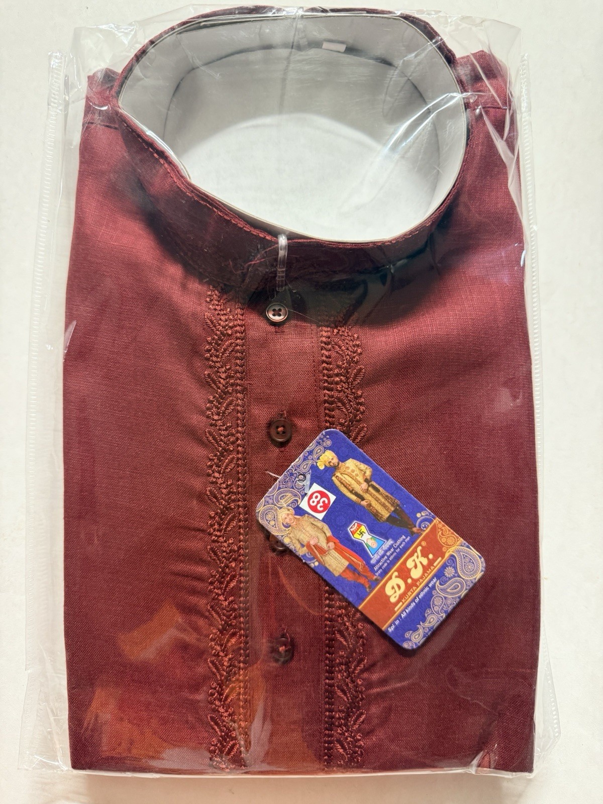 Maroon cotton embroi Haldi NWT Men’s Kurta PAJAMA SET SZ 38 M India-USA seller