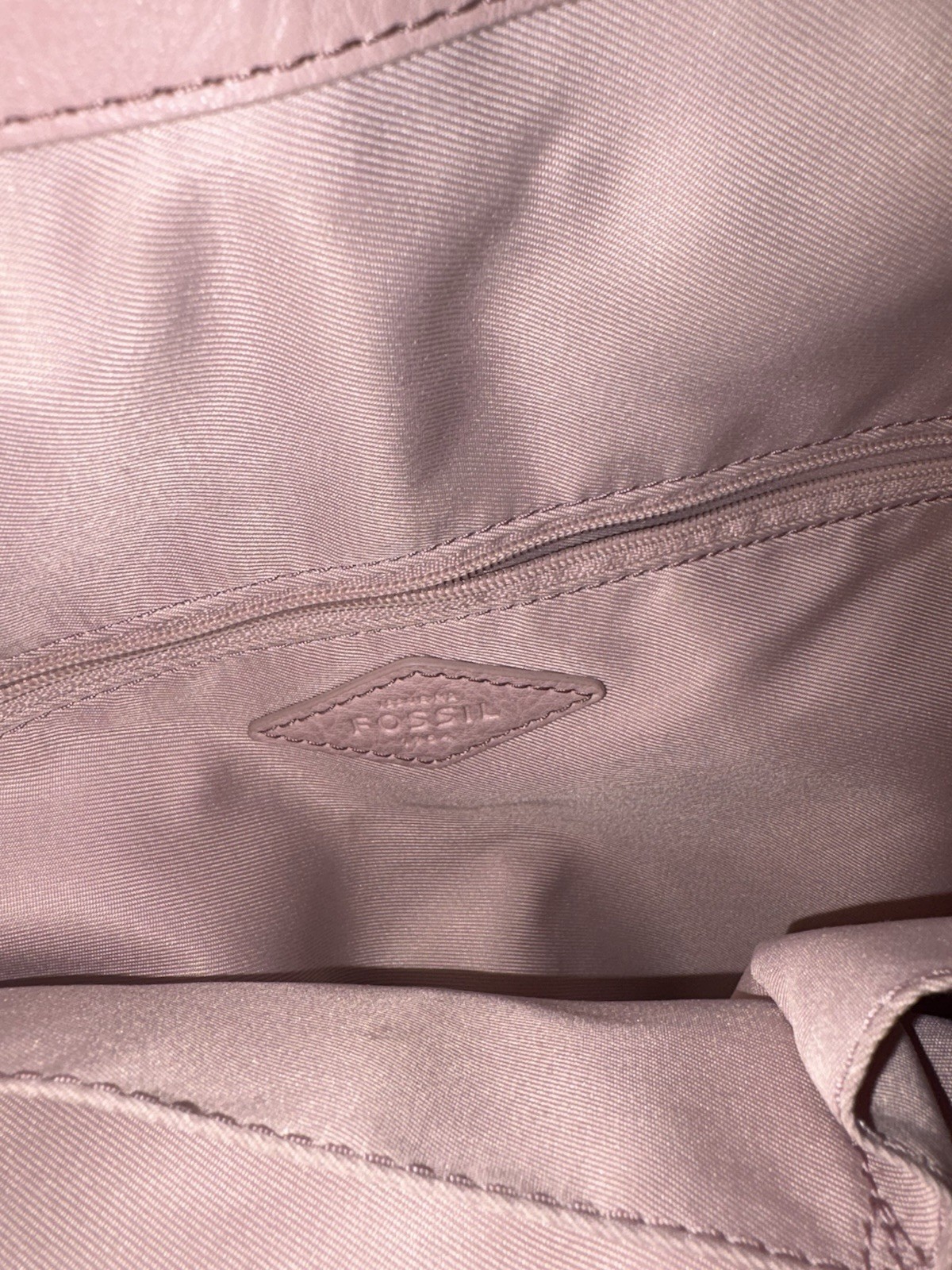 Fossil Lane NS Crossbody Shoulder Bag Pale Pink Leather Key Magnetic Closure