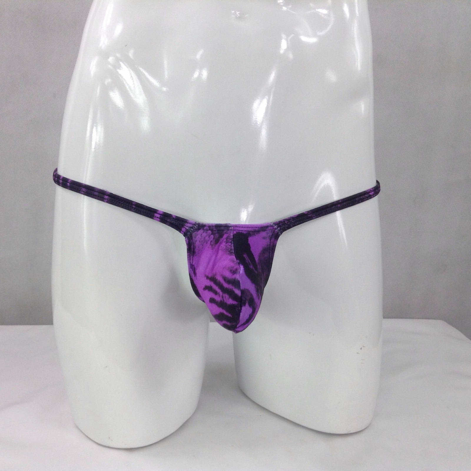 K403 P Mens Sexy String Thong Grape Smugglers Contoured Pouch prints Swim Fabric