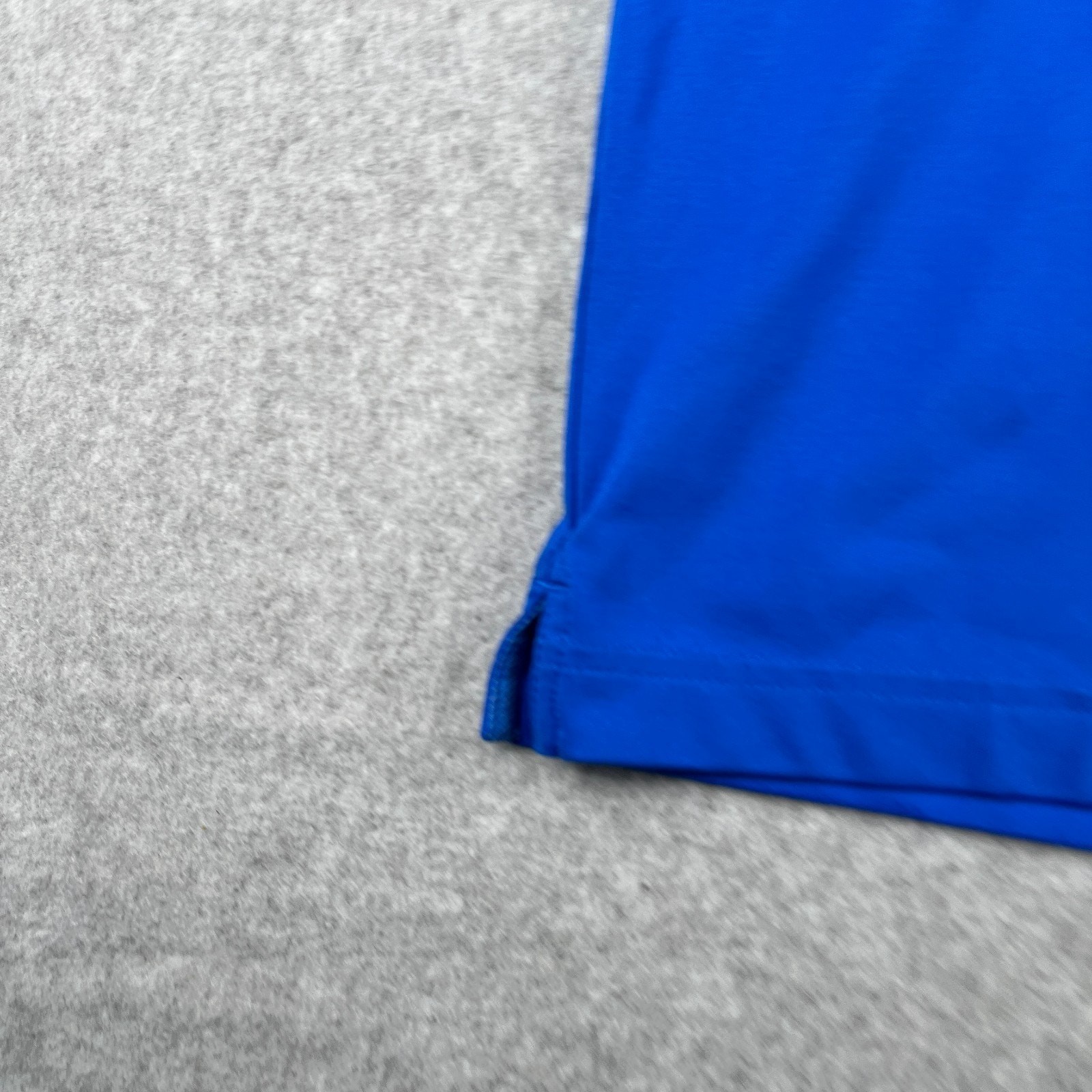 Under Armour Polo Shirt Large Royal Blue Heather Solid 2Tone Stretch Logo Mens