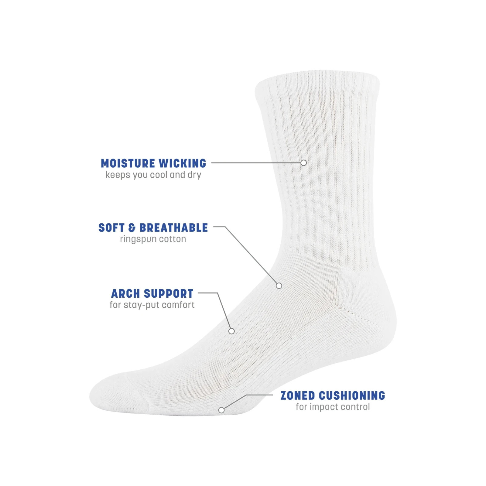 Gildan Select Men’s Socks – 10 pair (Crew, Quarter, Ankle, No Show)