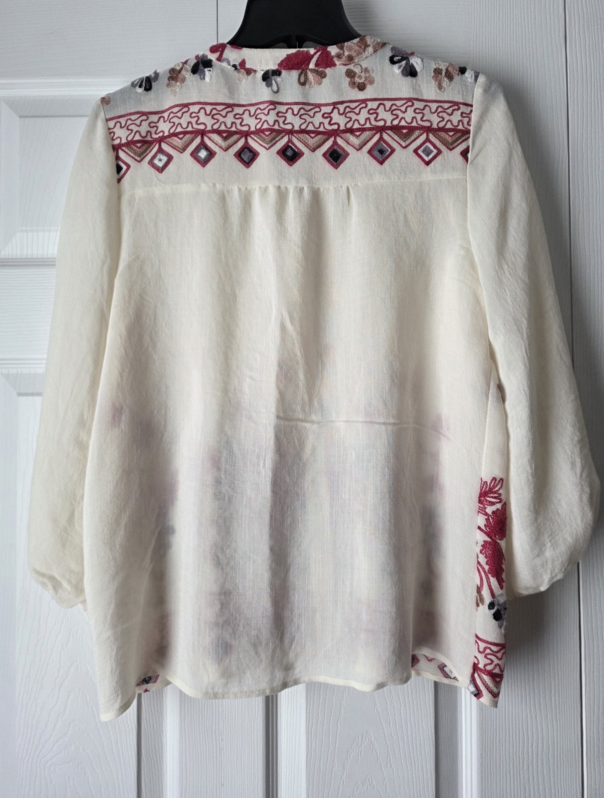Figueroa & Flower Embroidered Sheer Top Size S