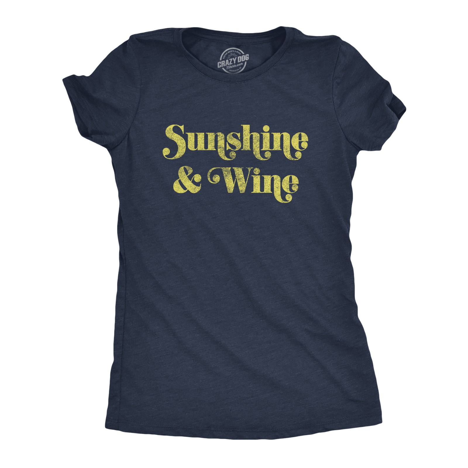 Womens Sunshine and Wine T Shirt Funny Summertime Drinking Vino Graphic Tee