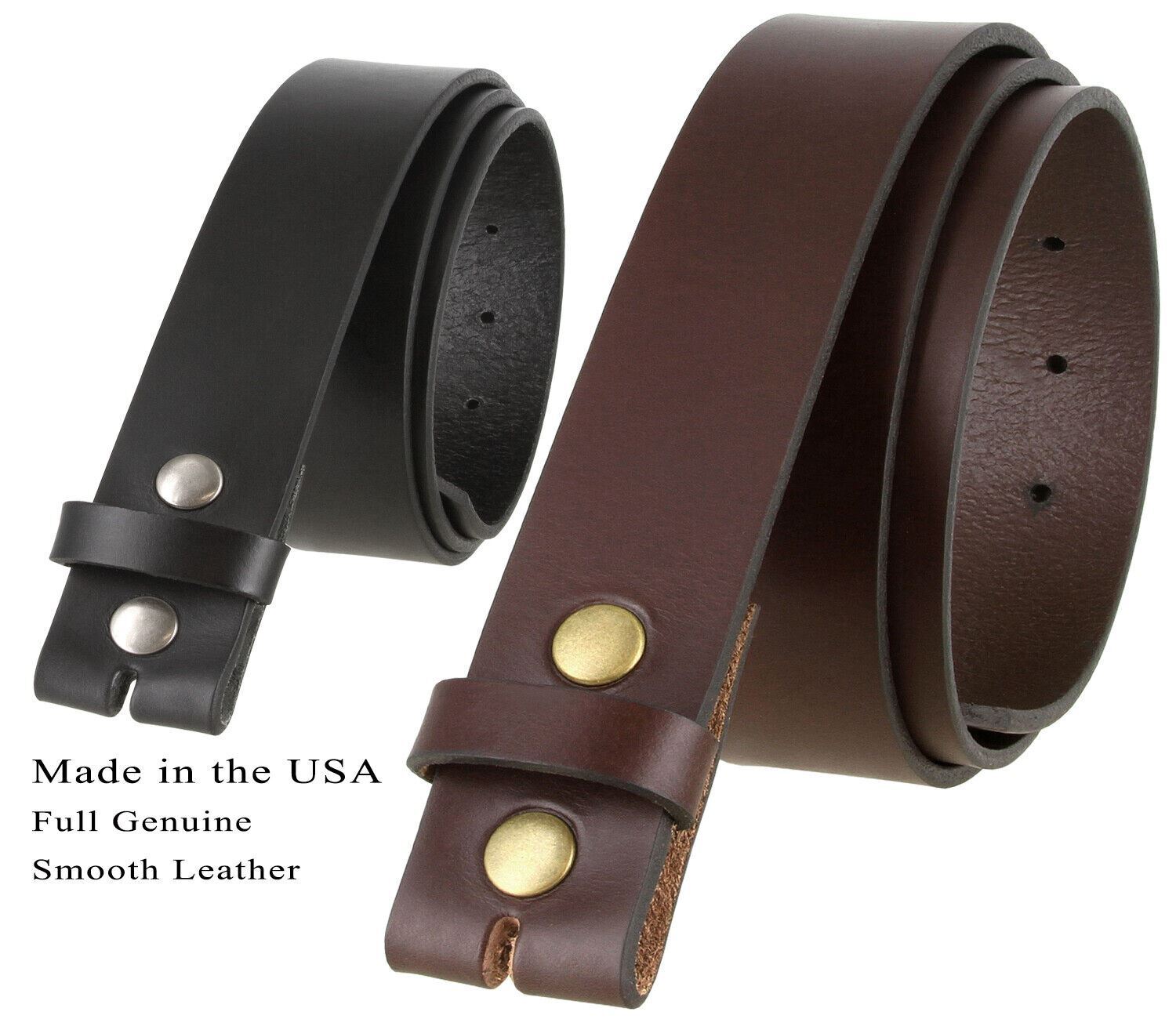 BS1050 One Piece Casual Jean Leather Belt Strap, Made in the USA, Black, Brown