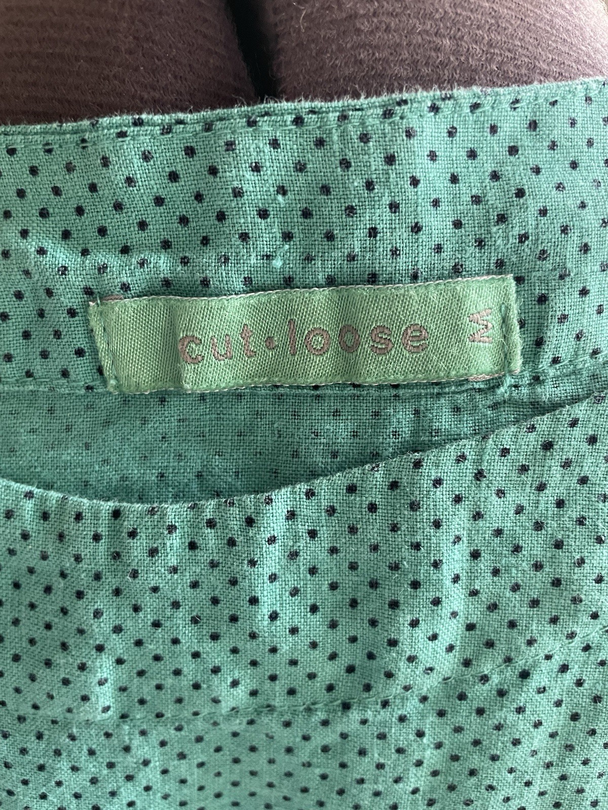 Cut Loose Linen Polkadot Top Sz M Teal Lagenlook High Low Hem Maximalist Summer