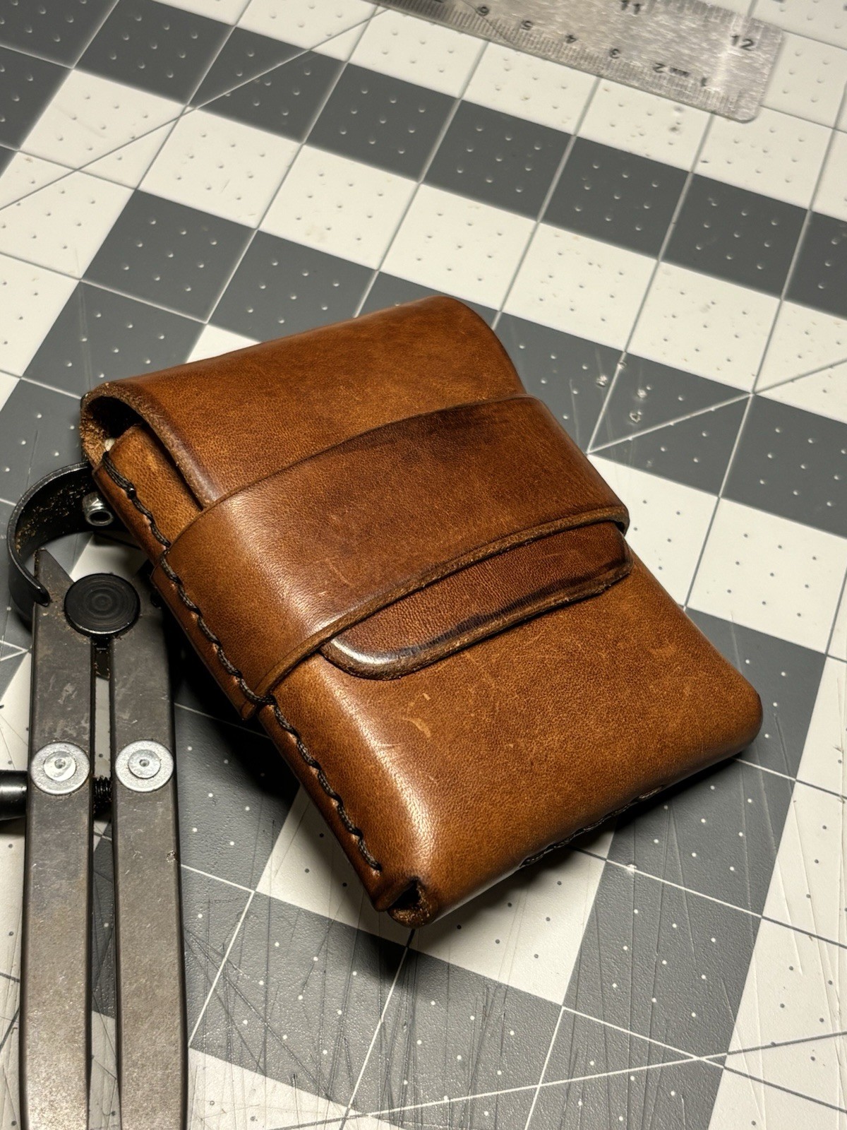 Handmade Leather Vertical Pocket Flap Wallet – Slim & Durable
