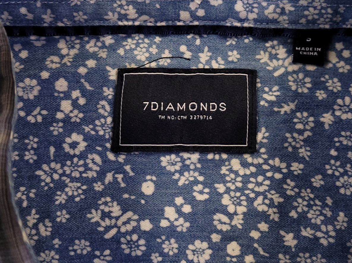 7D 7 Diamonds Higher Ground Shirt Mens Small Abstract Windowpane Cotton