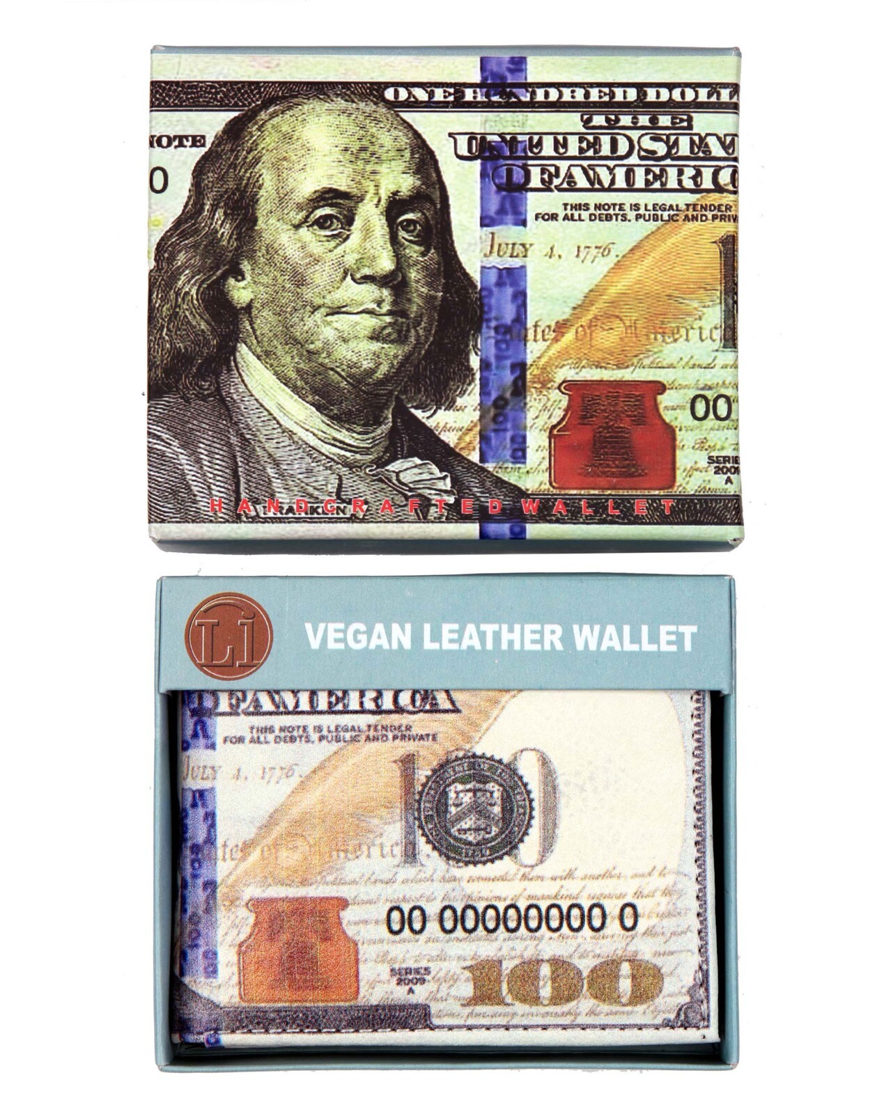 Men’s $100 Dollar Bill Wallet Novelty Fun Accessories Gift Box Included