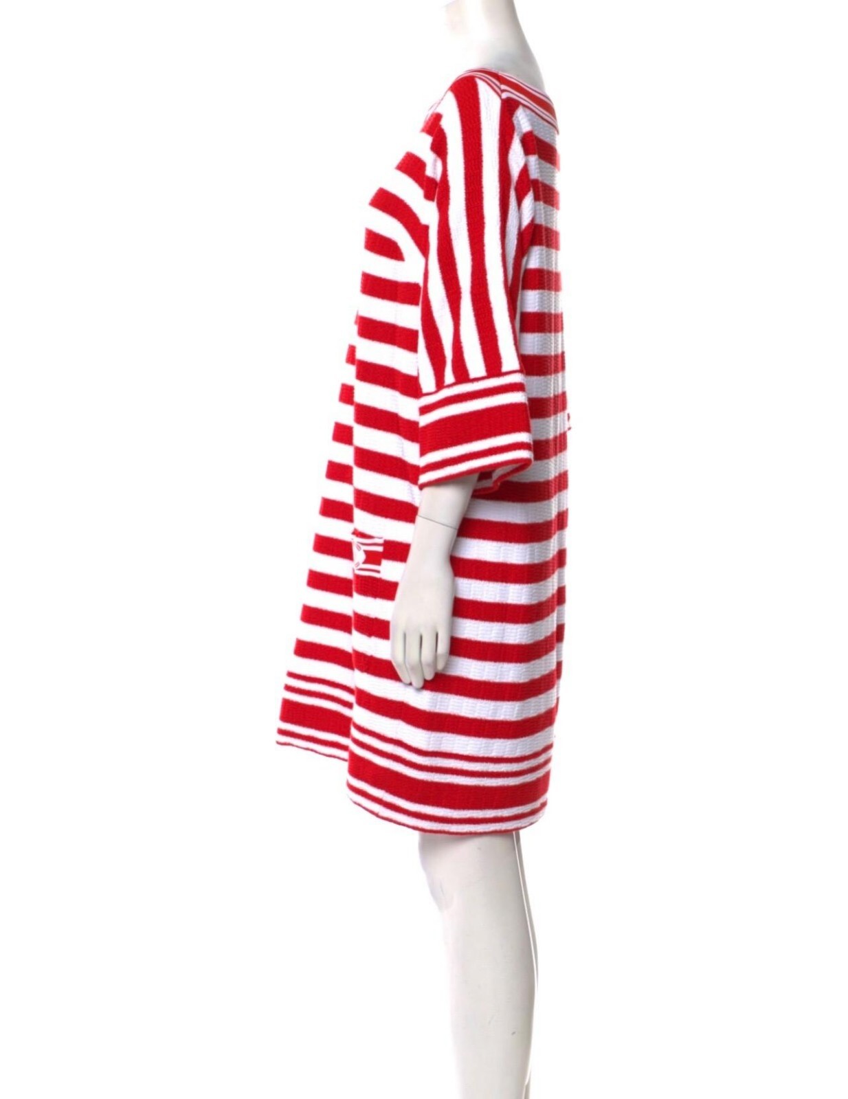 4.8K New Chanel 2019 White Red Stripe Dress 40 42 44 8 10 12 Logo Jacket S M L
