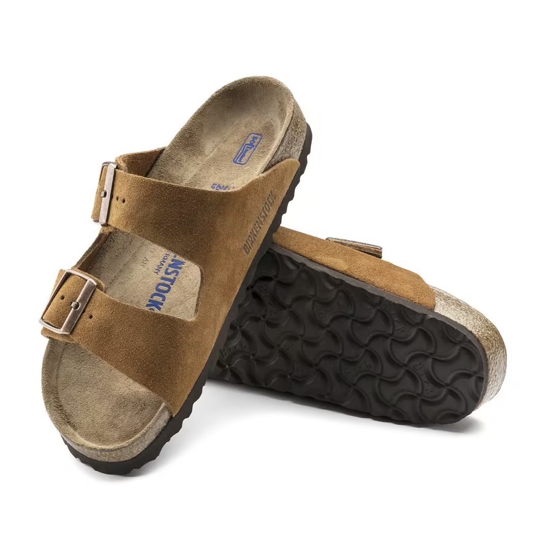Birkenstock Arizona Soft Footbed Sandals Taupe Suede Leather Shoes EU37-45