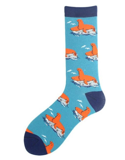 Blue Sea Lion Socks Novelty Unisex Crazy Fun SF1264