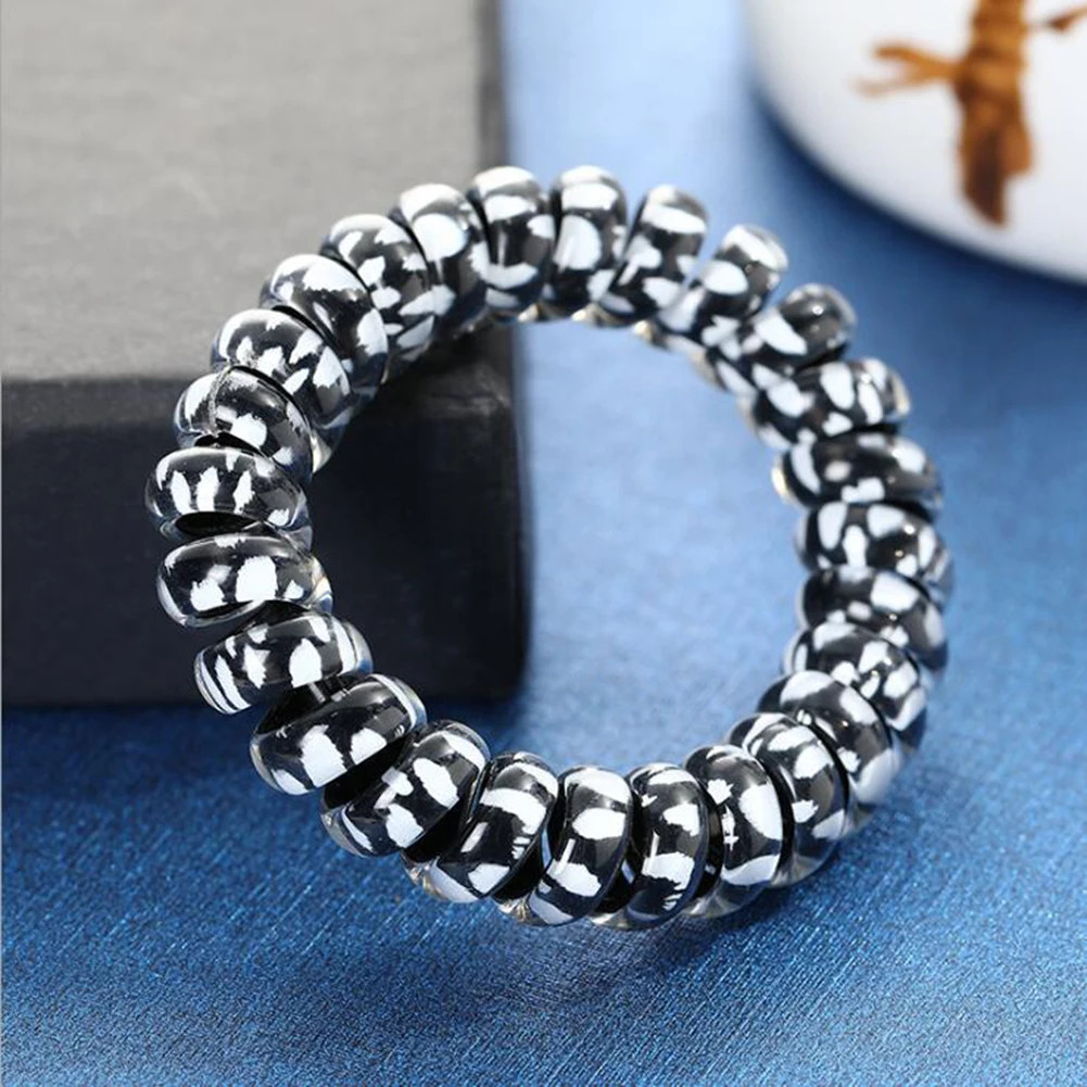 1PCS Leopard Hair Scrunchie Elastic Hair Bands Circle Spiral Hair Ties Women Gir