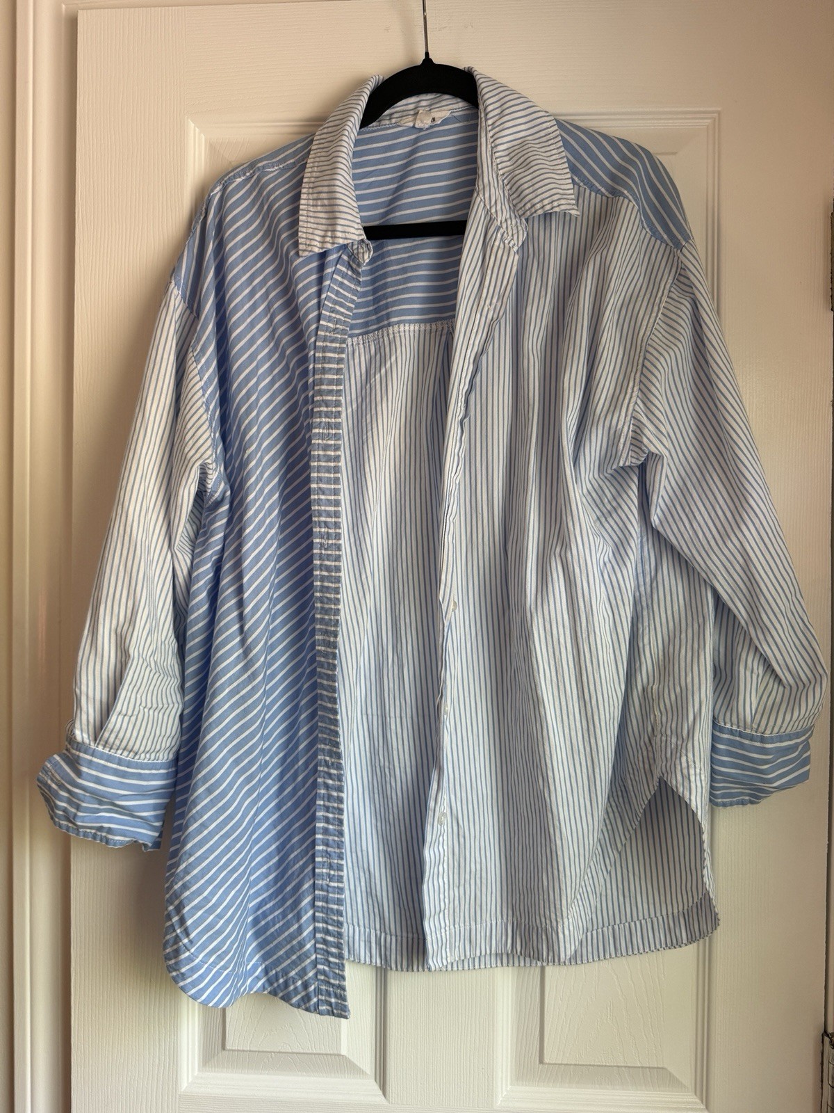 Steve Madden Poppy Top – Baby Blue Stripe Women’s Oversized Breezy Medium