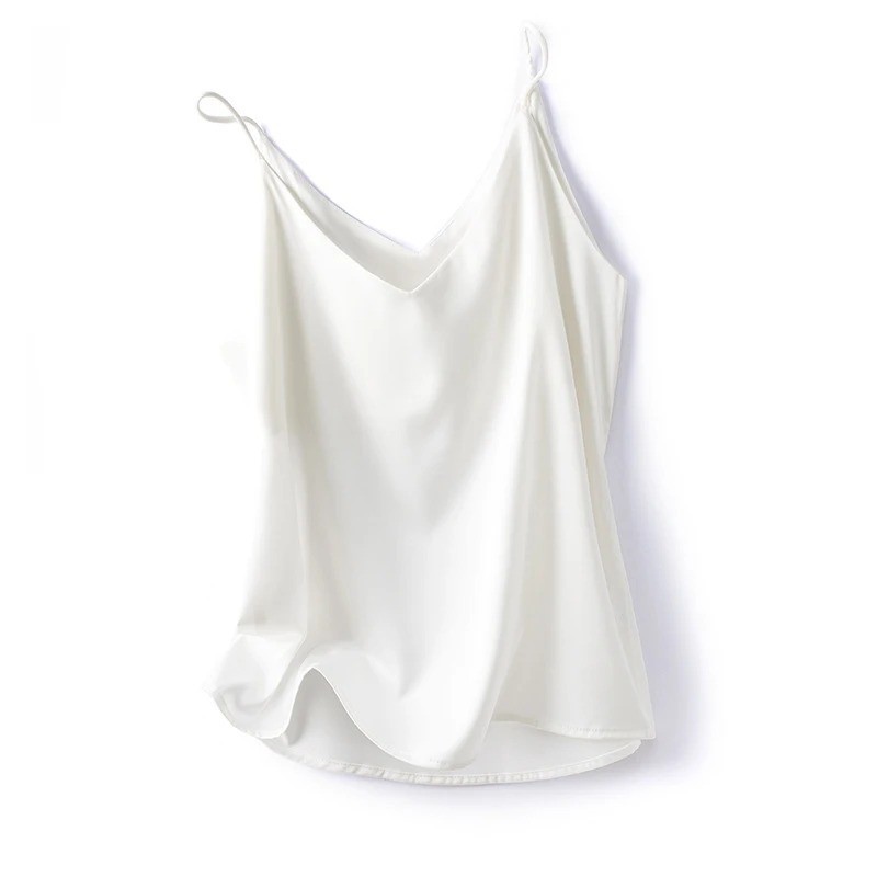 Women Satin Silk Camisole Tank Top Vest V Neck Strap Undershirt Casual Basic