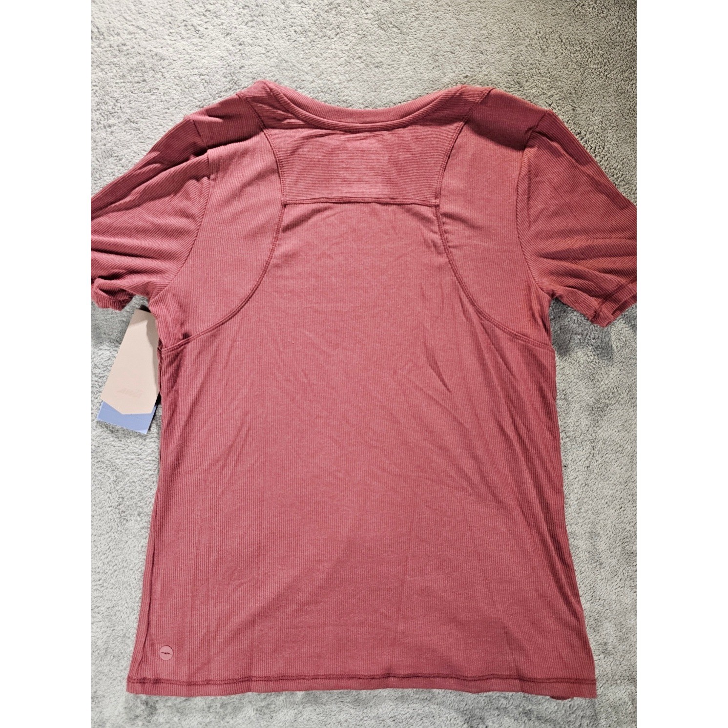 Avia Womens Ribbed Performance T-Shirt Rosewood Mauve XL 16-18 NWT