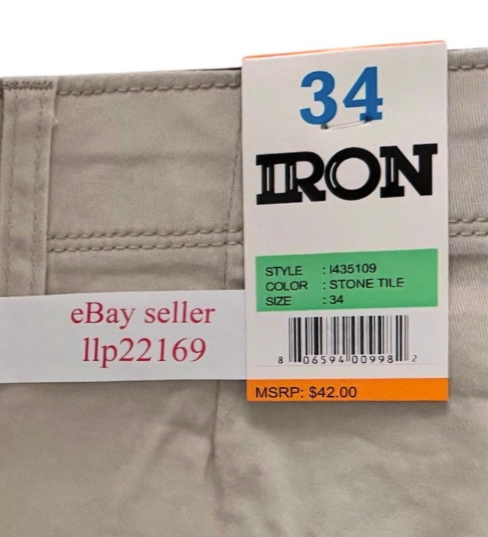IRON CO Men’s Stretch Shorts (SIZE 34) Flex Waist Flat Front STONE TILE New Tag!