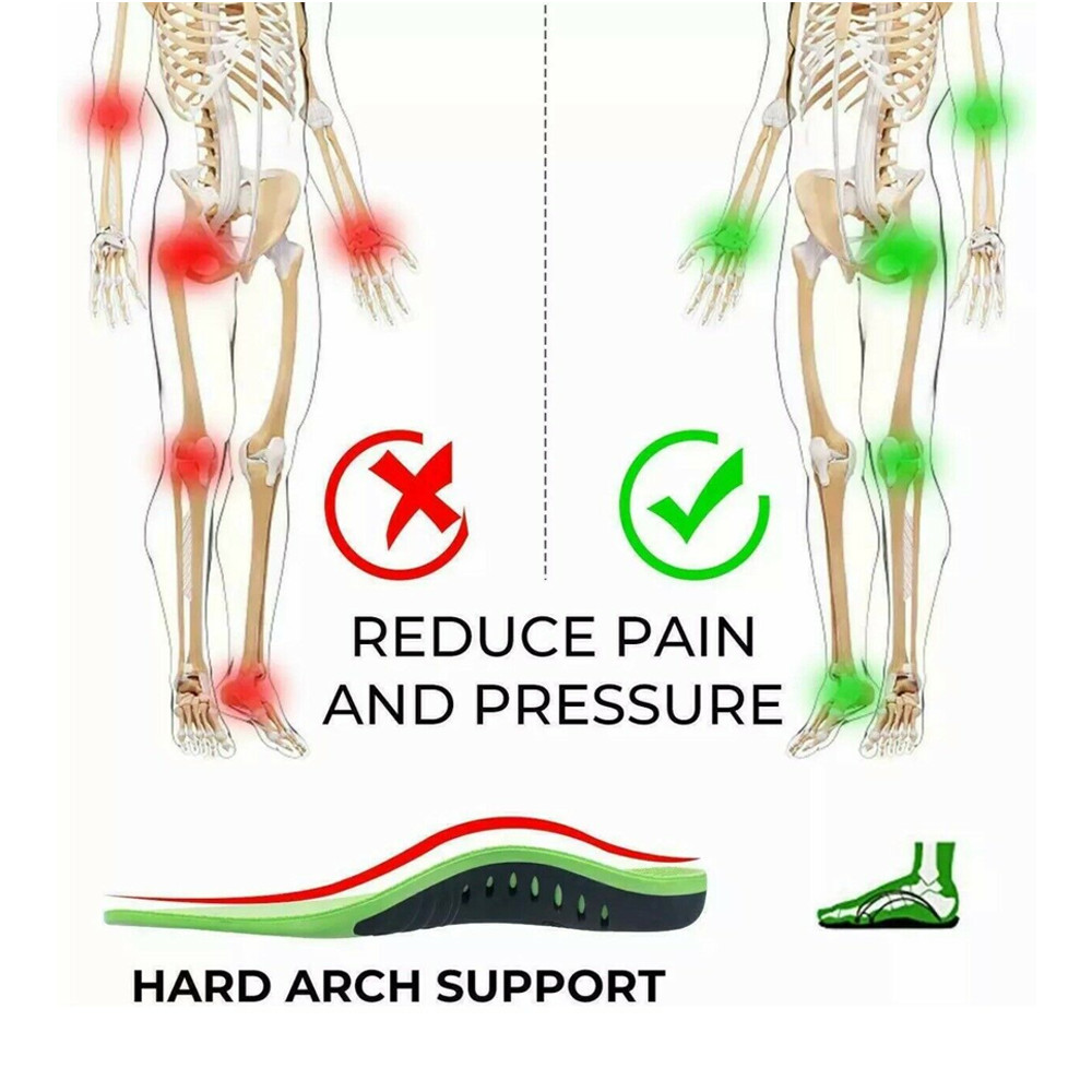 Orthopedic Insoles Shoe Inserts Flat Feet High Arch Support Women Men Foot Pain