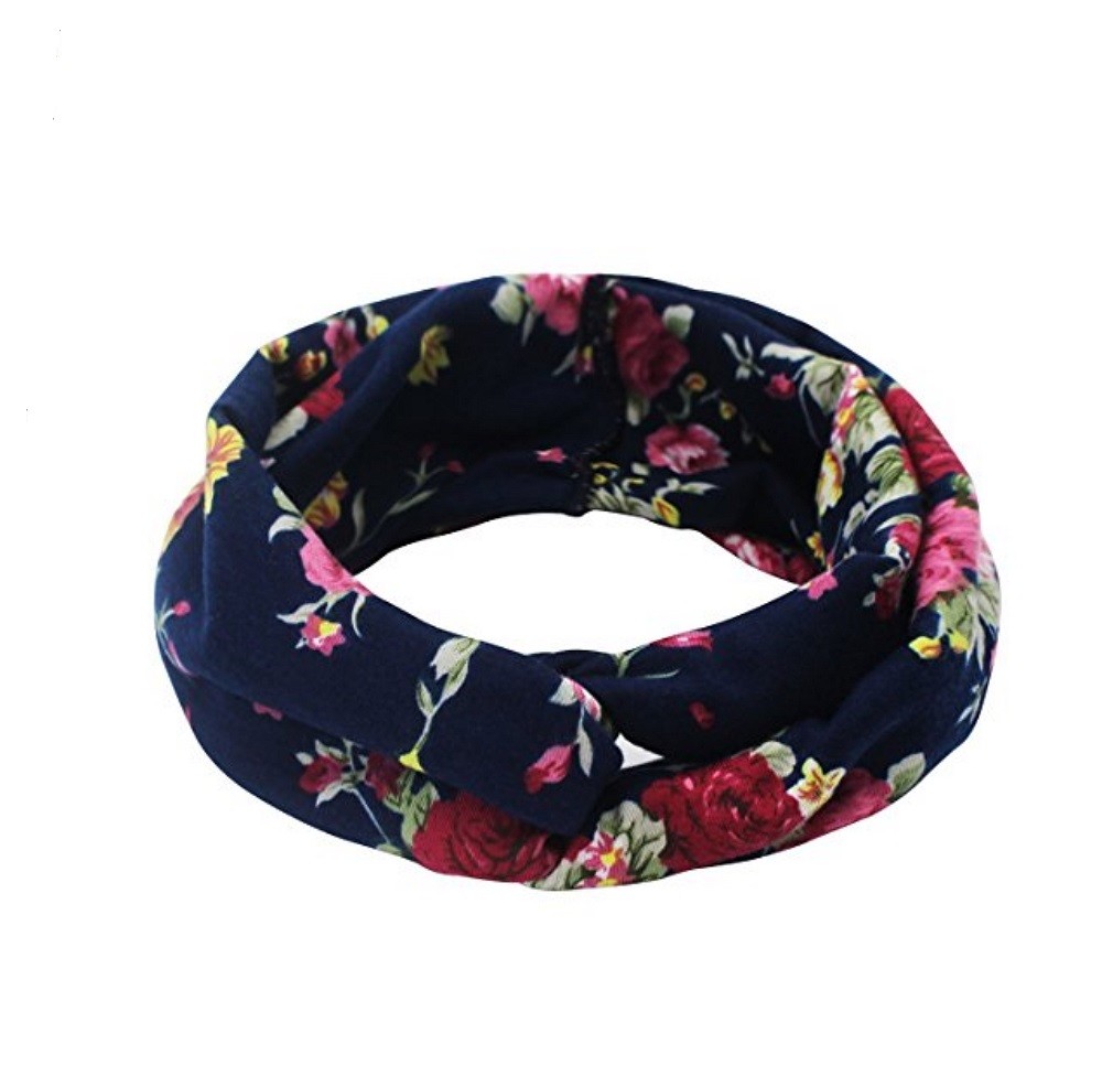4-Pack Floral Print Turban Headbands – Women’s Elastic Twisted Hair Bands