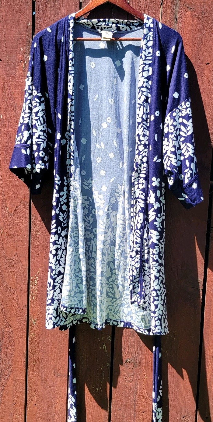 In Bloom by Jonquil Floral Lace Kimono Tie Robe & Chemise Set M-L NBL13OR