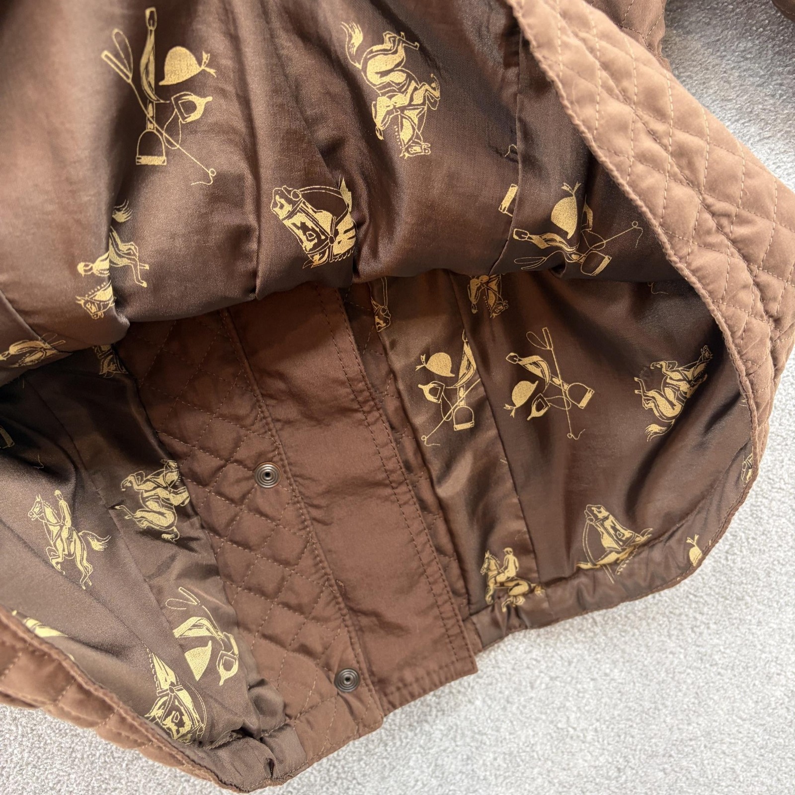 Golden Dress Equestrian Jacket Womens Medium Brown Quilted Zip Pockets Riding