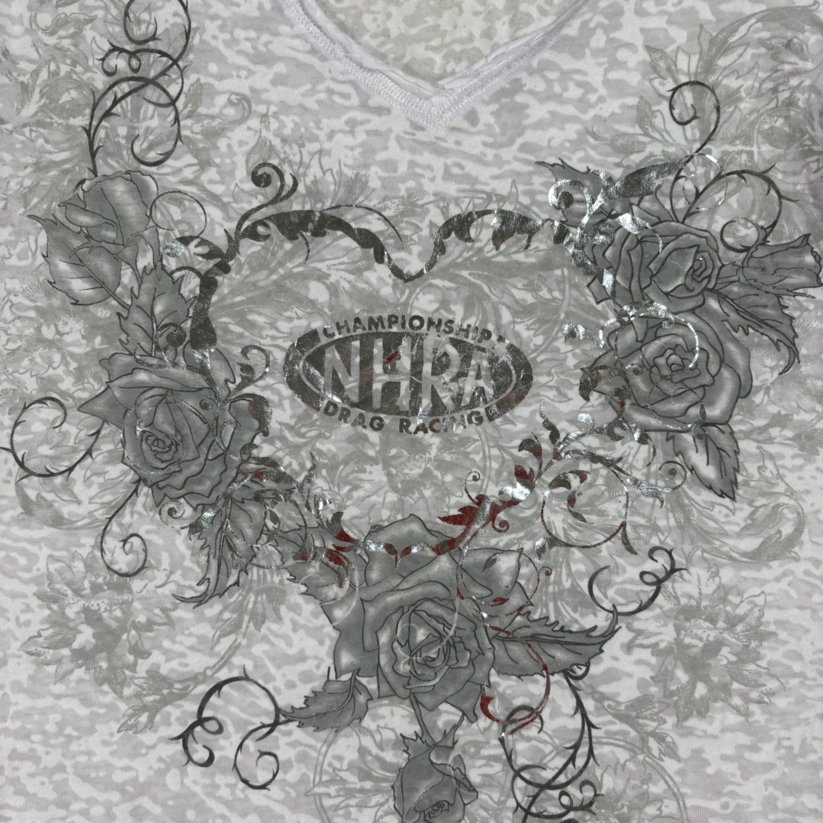 NHRA championship drag racing white & silver y2k burnout tee grunge rock fairy